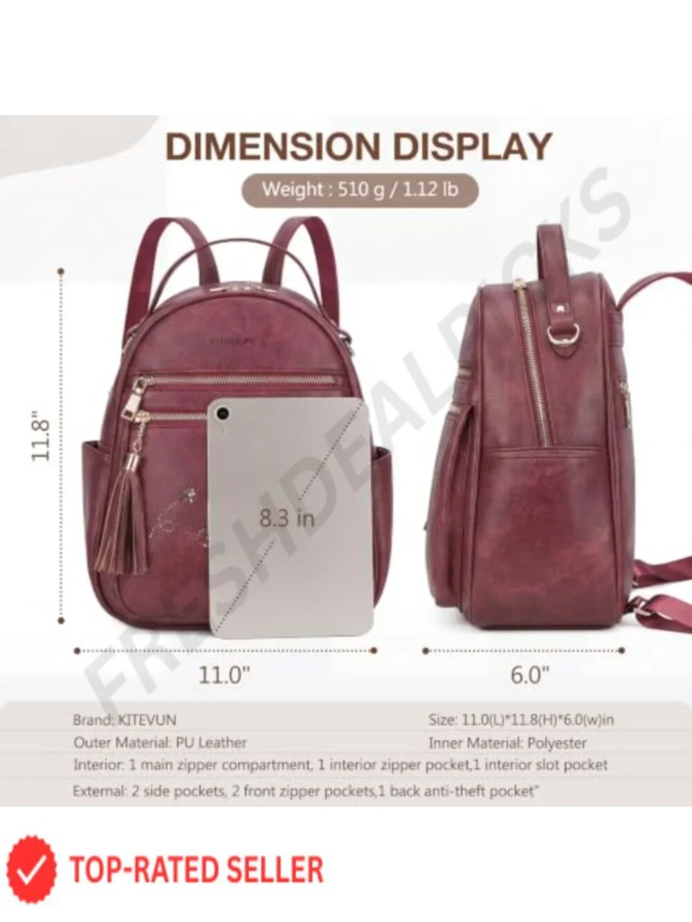 Women's PU Leather Butterfly Mini Backpack Purse - Waterproof Fashion Daypack